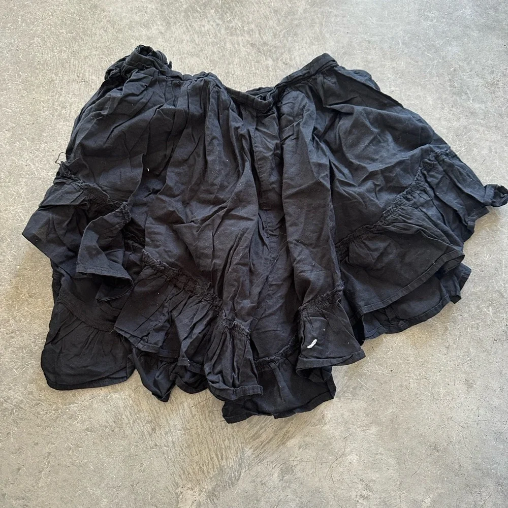 Free People Black Wrap Ruffle Skort/Shorts
